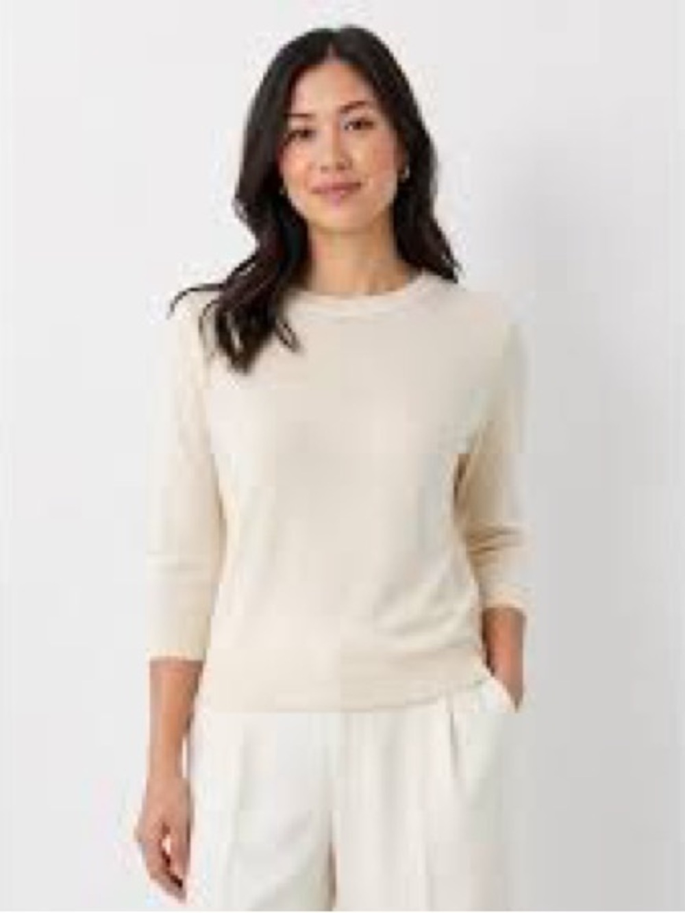 J. Crew Lightweight merino wool Crewneck Sweater in Cream